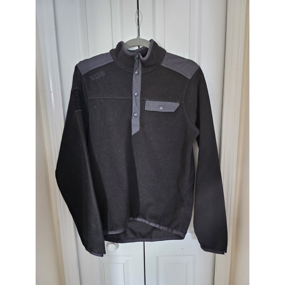 5.11 Tactical Pullover Mens Medium Black Apollo Tech Fleece Snaps.